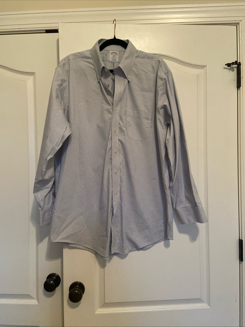 Brooks Brothers Blue and White Micro-Check Dress Shirt